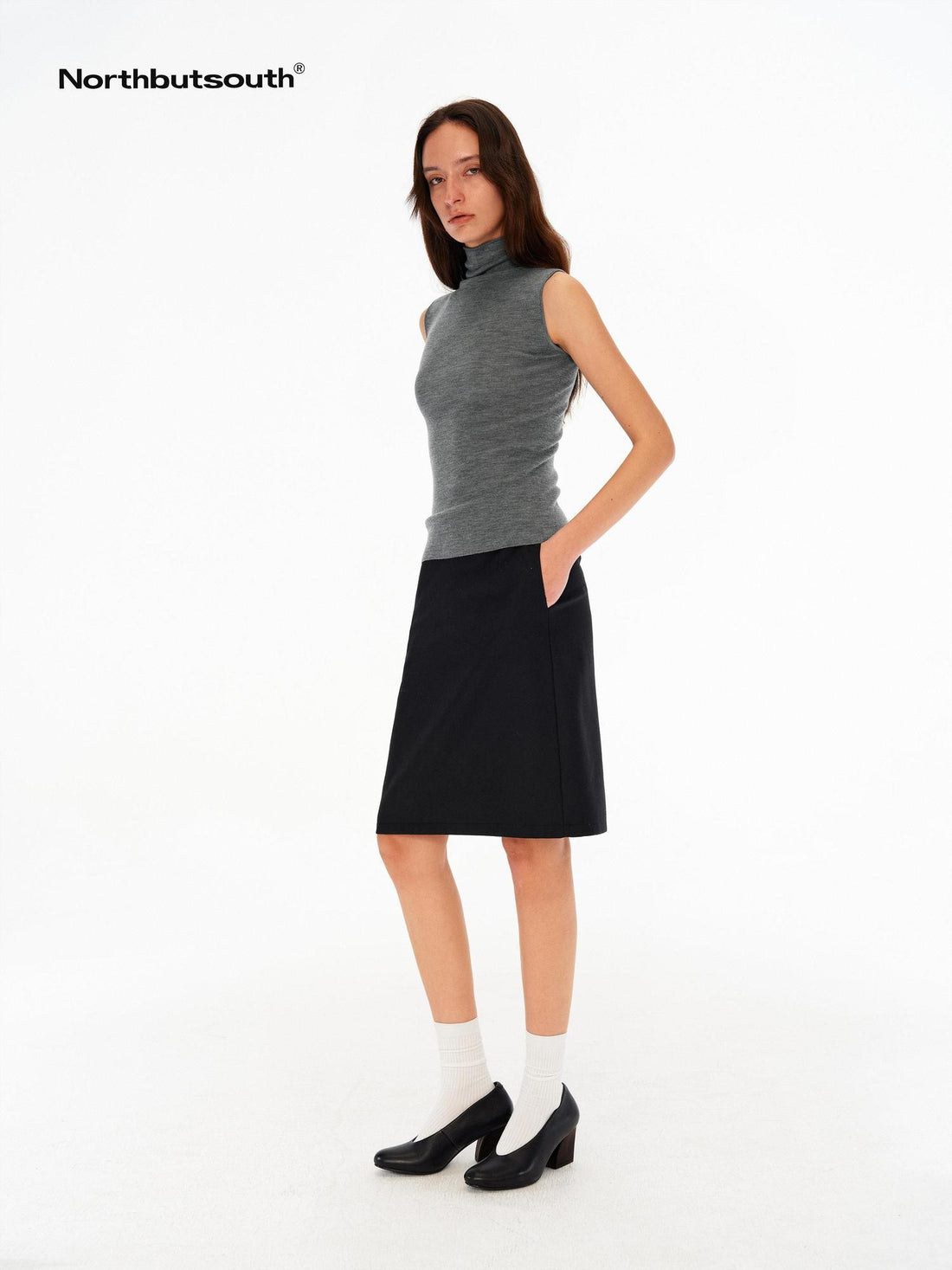 Northbutsouth Black Mid Low Waist A Line Women&