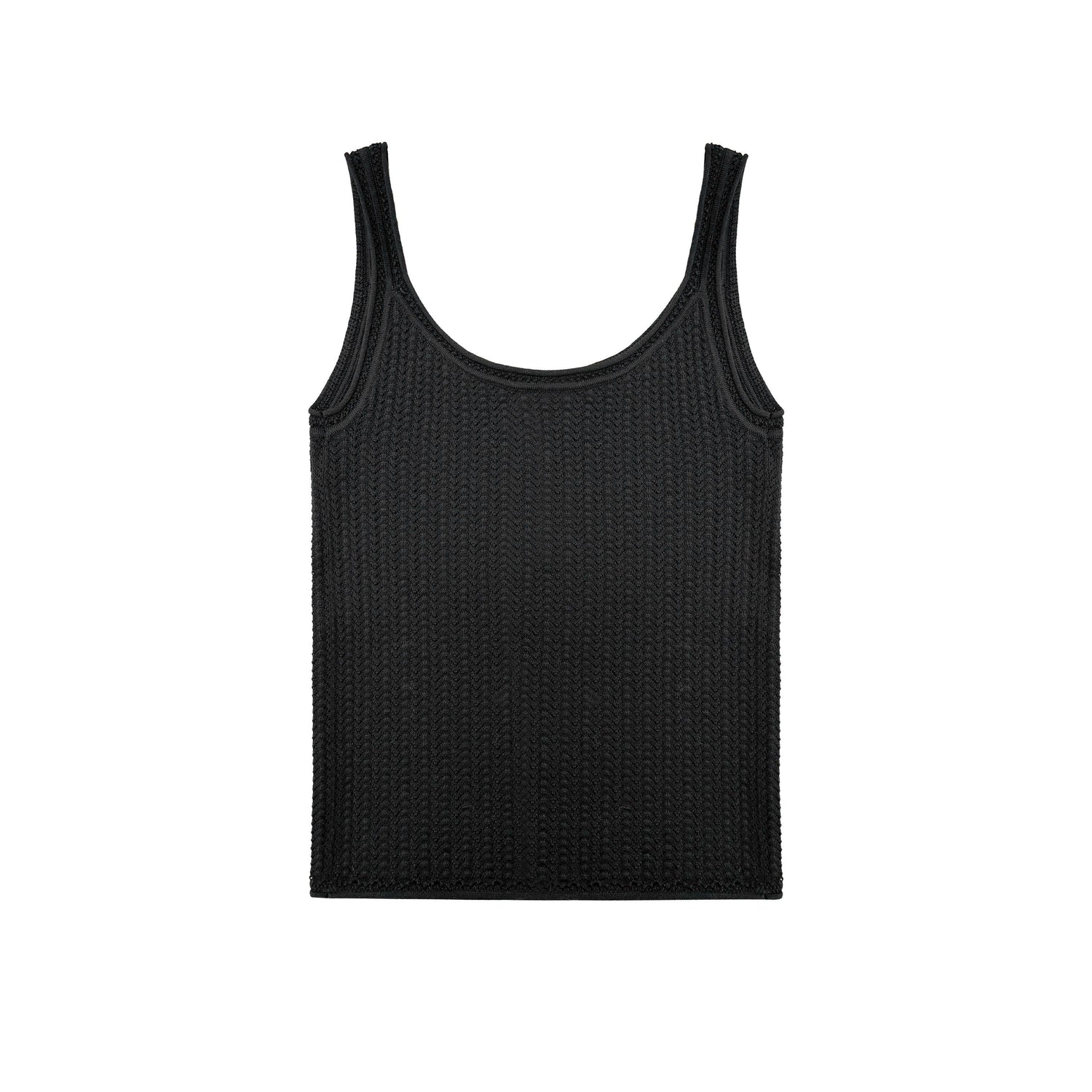 Northbutsouth_Black_Openwork_U_Neck_Slim_High_Stretch_Women&