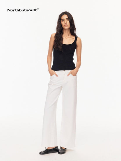 Northbutsouth Black Openwork U Neck Slim High Stretch Women&