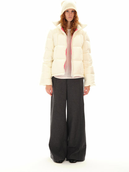 Northbutsouth Black Short Quilted Panel Stand Collar Women&