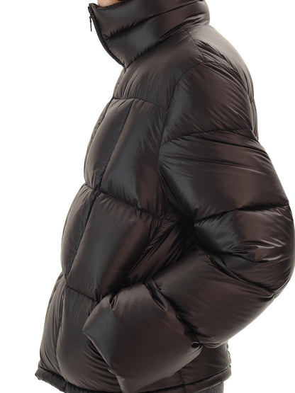 Northbutsouth Black Short Quilted Panel Stand Collar Women&