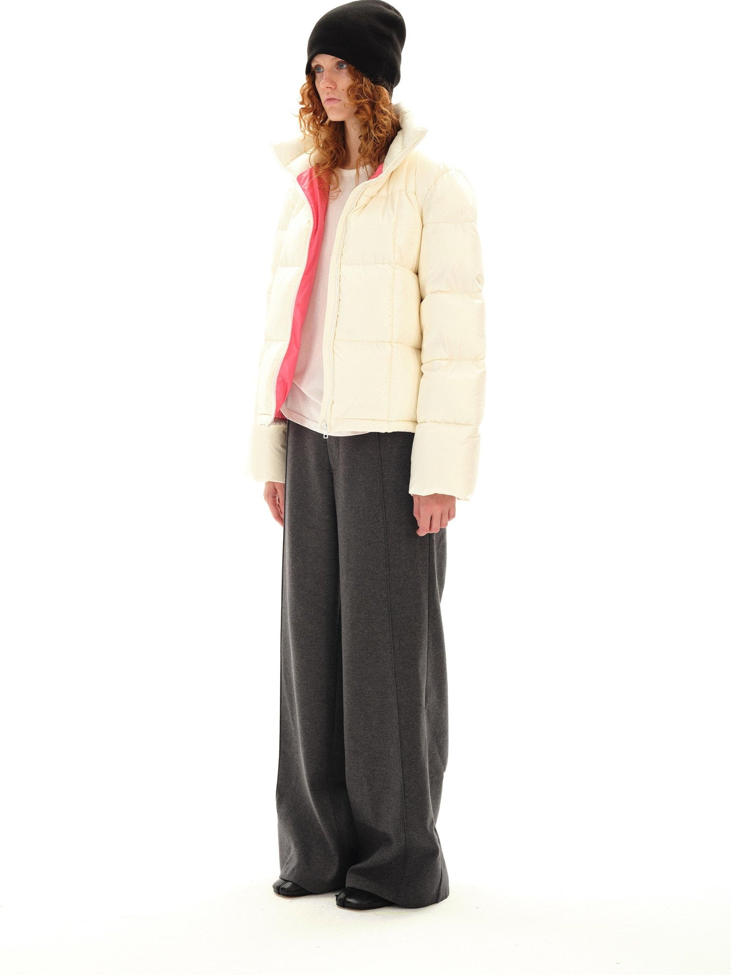 Northbutsouth Black Short Quilted Panel Stand Collar Women&