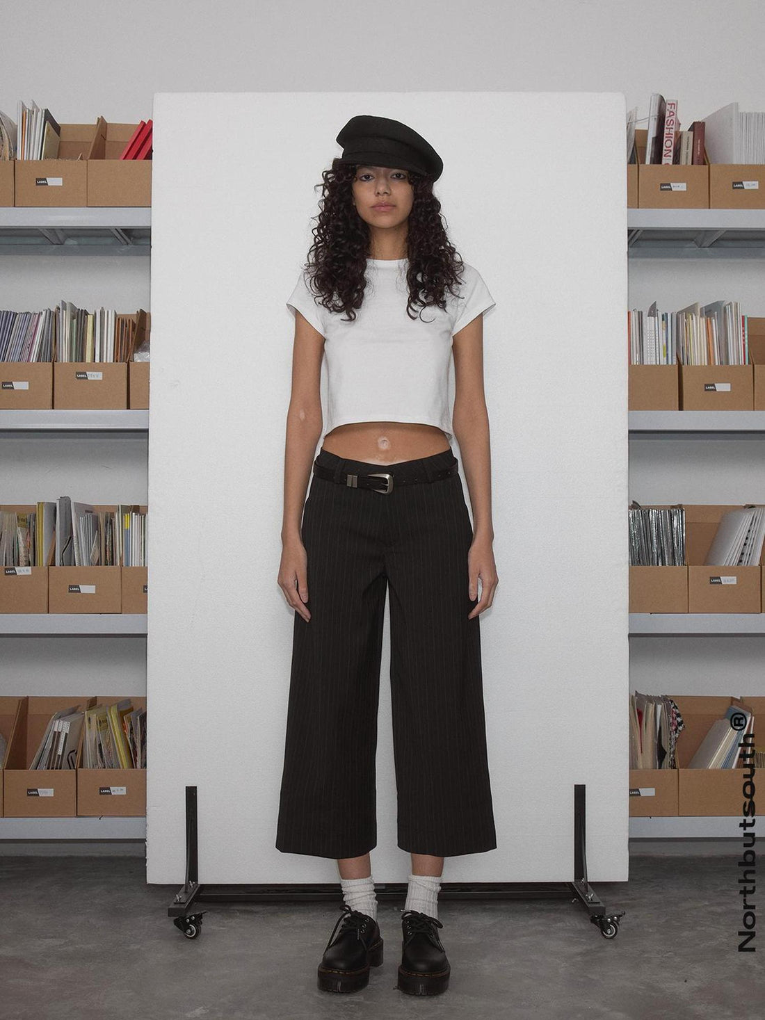 Northbutsouth Black Striped Wide Leg Trousers