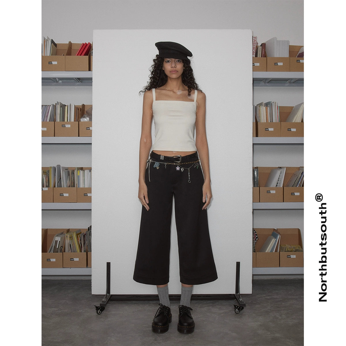 Northbutsouth Black Striped Wide Leg Trousers MISSTT