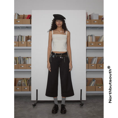 Northbutsouth Black Striped Wide Leg Trousers MISSTT