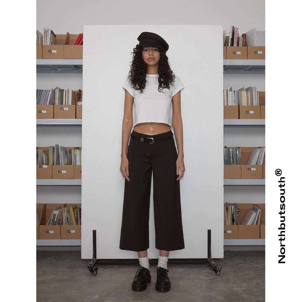 Northbutsouth Black Striped Wide Leg Trousers MISSTT