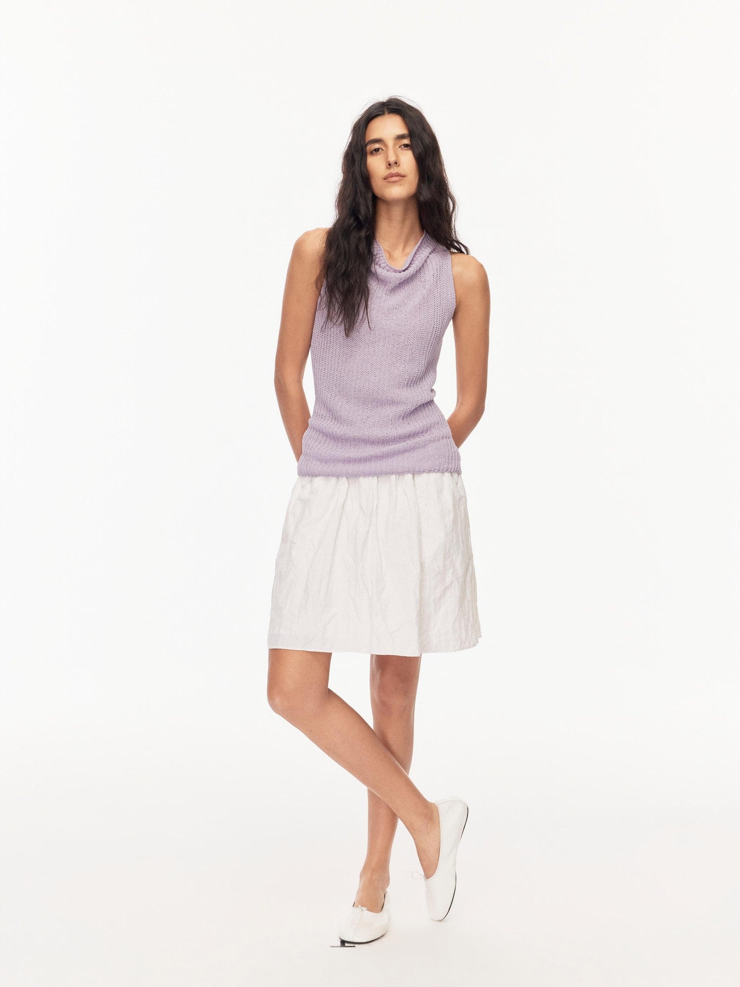 Northbutsouth Black Textured Pressed Pleats Elastic Waist Women&