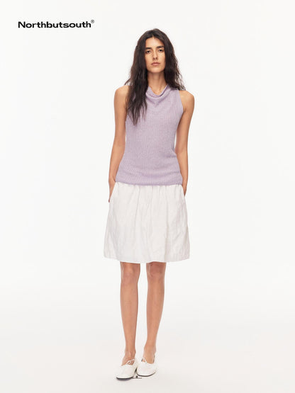 Northbutsouth Black Textured Pressed Pleats Elastic Waist Women&
