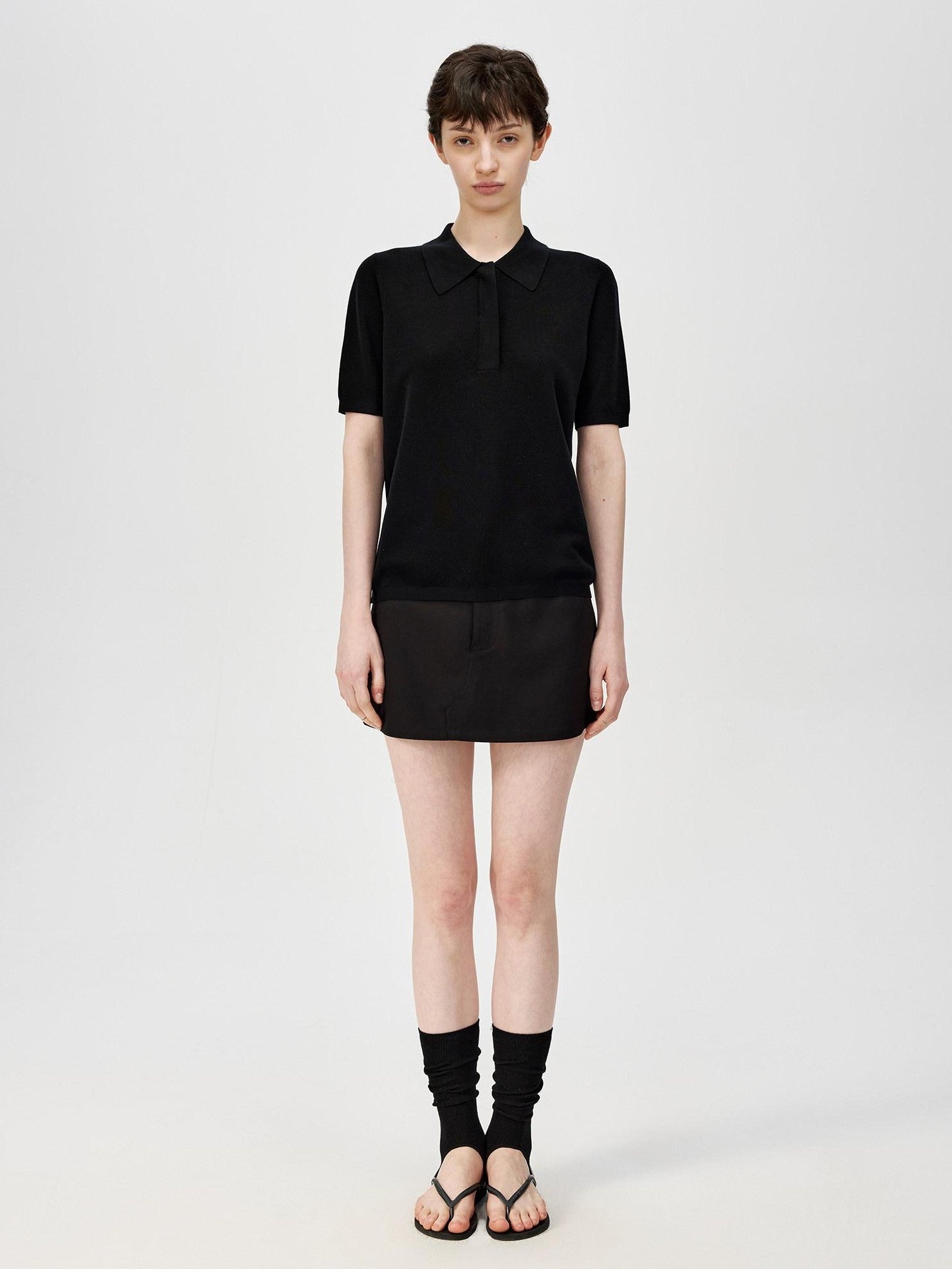 Northbutsouth Black White Classic Polo Collar Slim Fit Women&