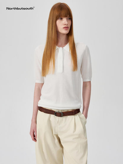 Northbutsouth Black White Classic Polo Collar Slim Fit Women&