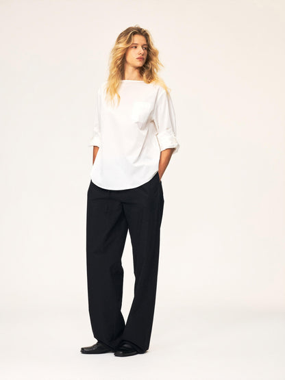 Northbutsouth Black White Curved Hem Patch Pocket Straight Women&