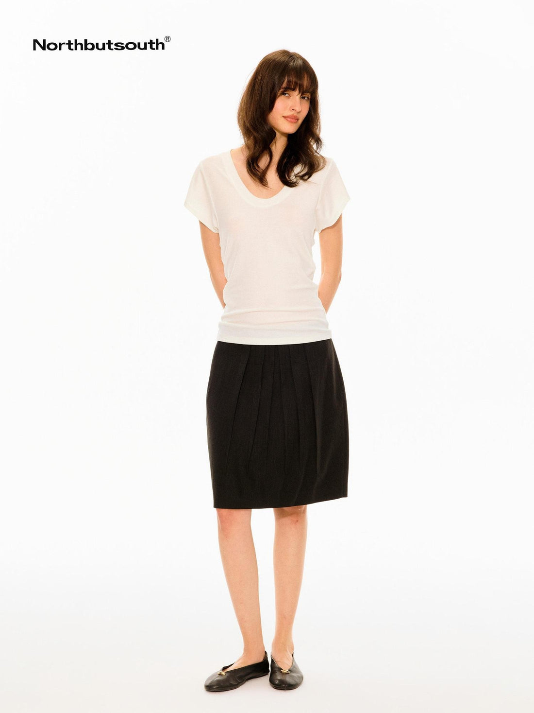 Northbutsouth Black White Pleated Crinkle Pumpkin Women&