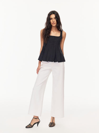 Northbutsouth Black White Sheen Panel Square Neck Puffy Women&