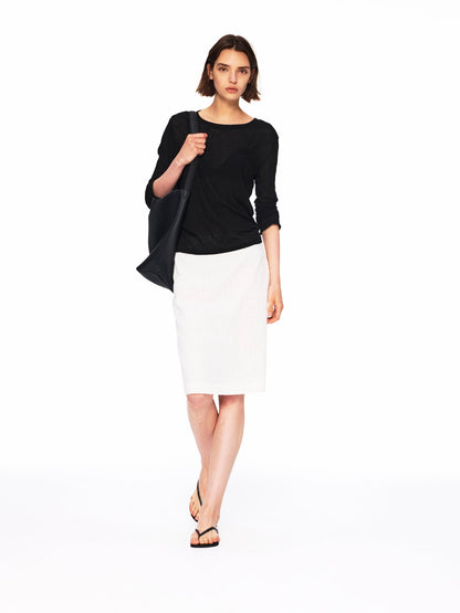 Northbutsouth Black White Vertical Stripe Lightweight Pencil Women&
