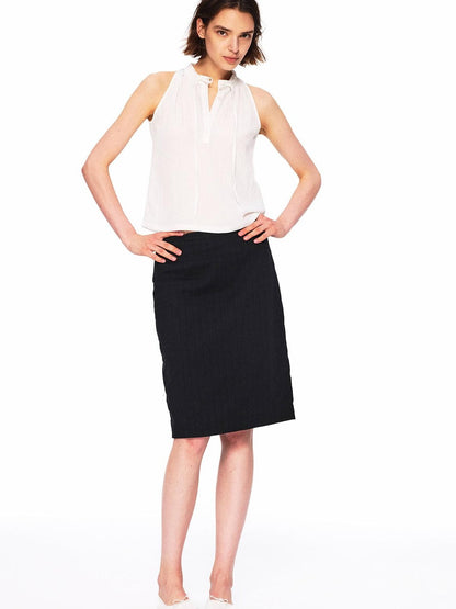 Northbutsouth Black White Vertical Stripe Lightweight Pencil Women&