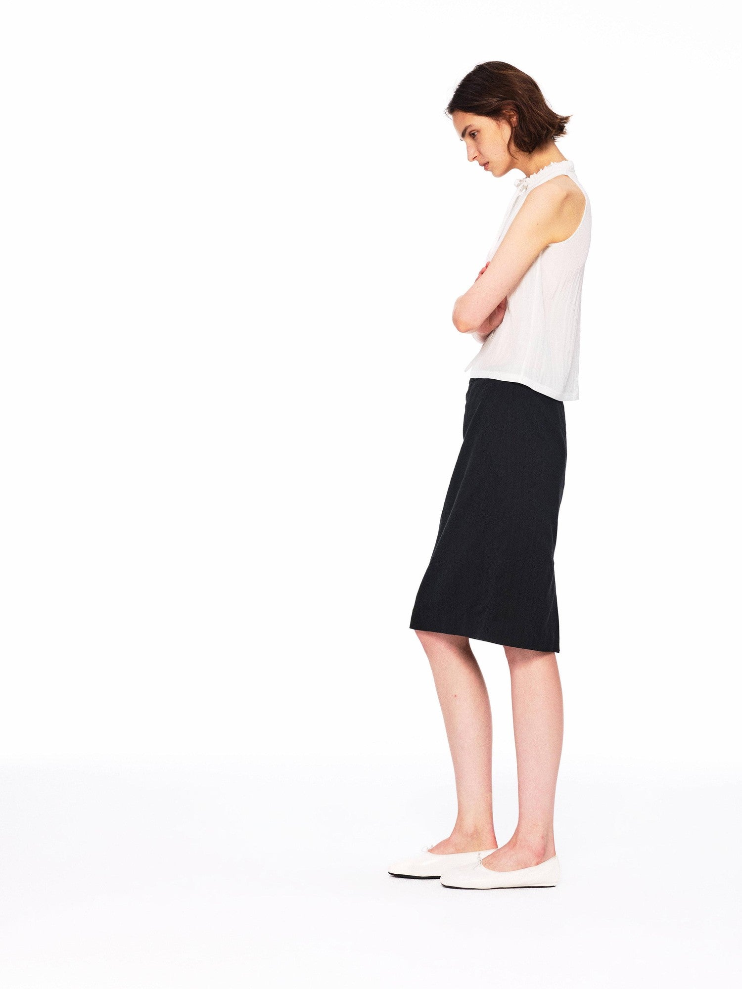 Northbutsouth Black White Vertical Stripe Lightweight Pencil Women&