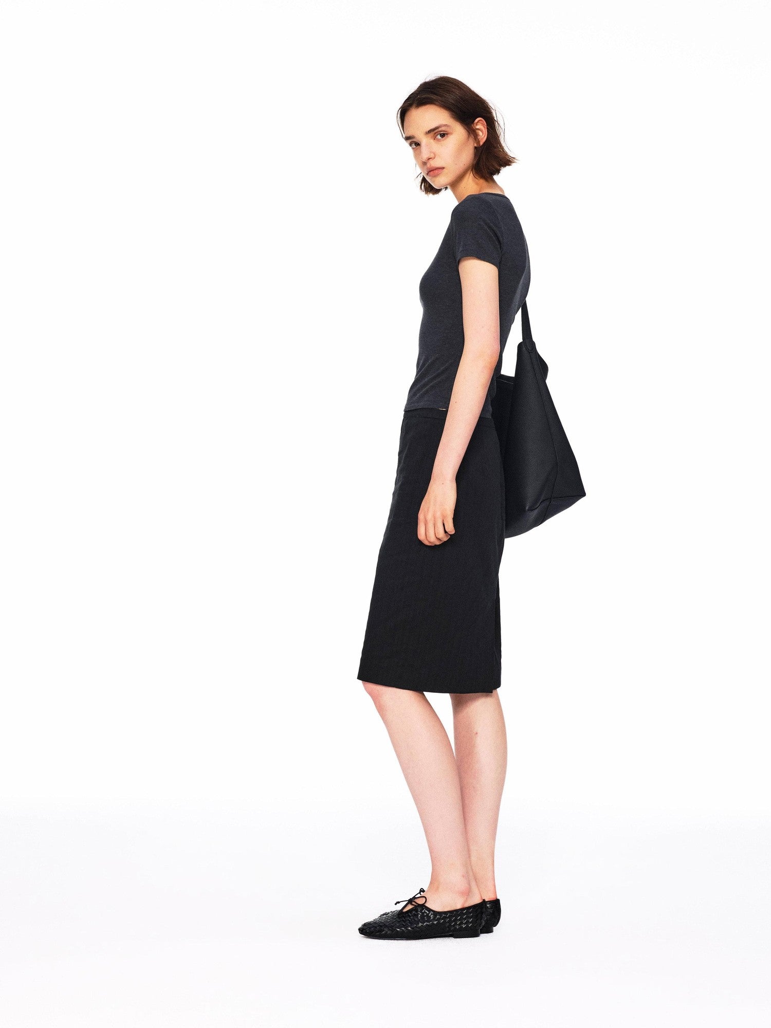 Northbutsouth Black White Vertical Stripe Lightweight Pencil Women&