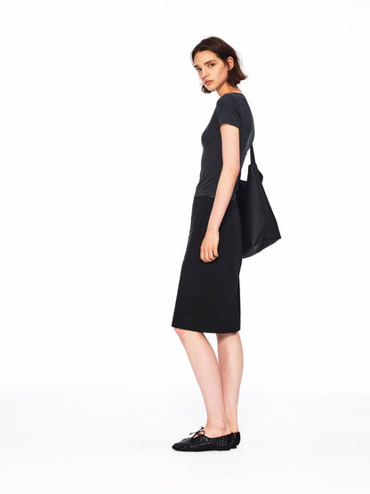 Northbutsouth Black White Vertical Stripe Lightweight Pencil Women&