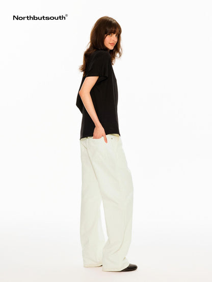 Northbutsouth Black White Washed Slanted Pockets Women&