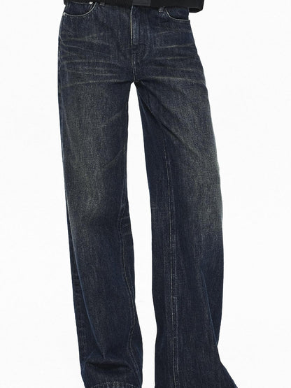 Northbutsouth Blue Black Washed Distressed Slub Low Rise Women&