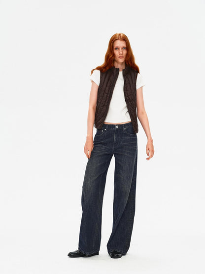 Northbutsouth Blue Black Washed Distressed Slub Low Rise Women&