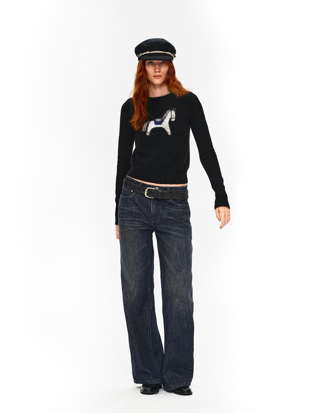 Northbutsouth Blue Black Washed Distressed Slub Low Rise Women&
