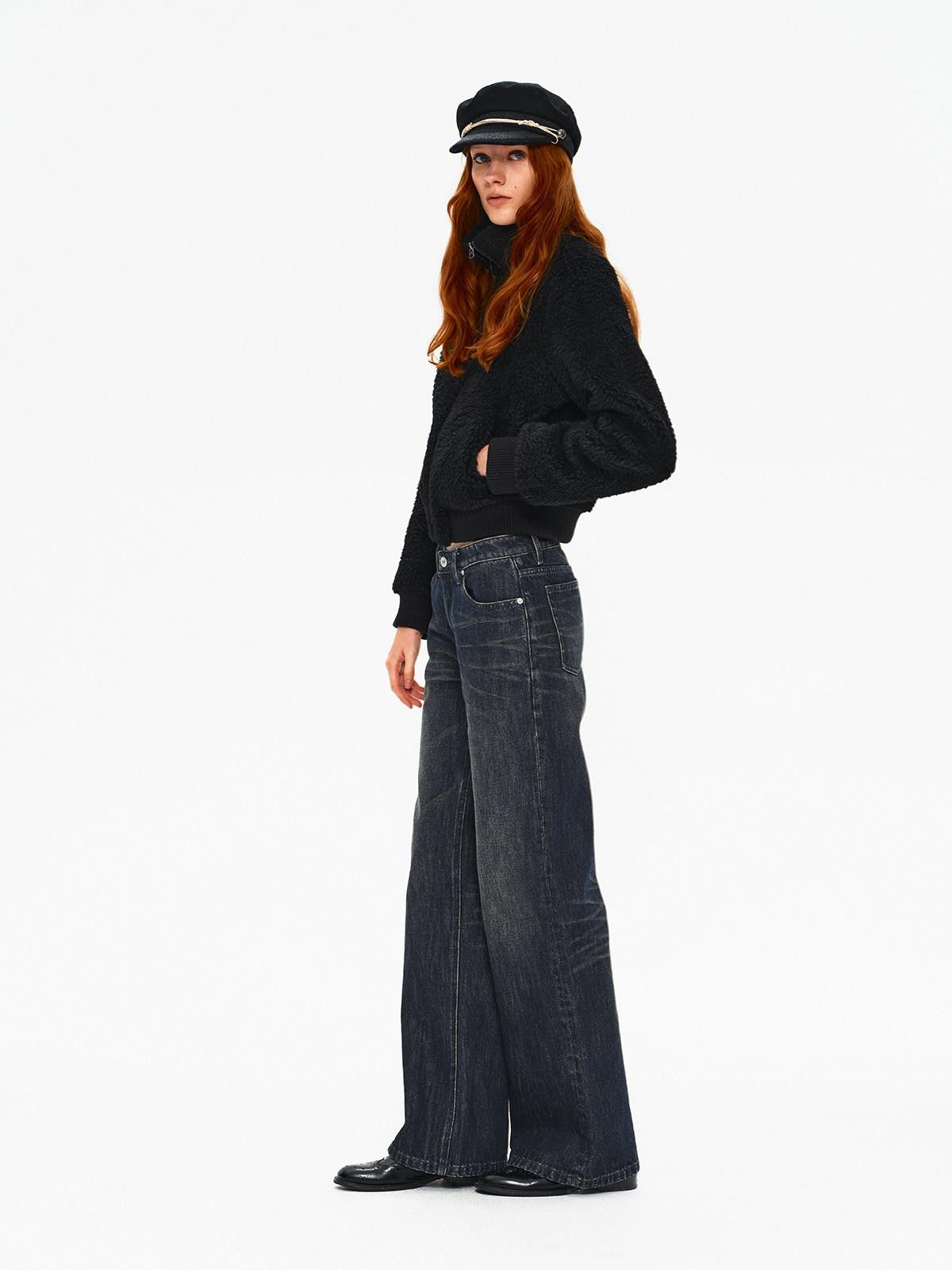 Northbutsouth Blue Black Washed Distressed Slub Low Rise Women&