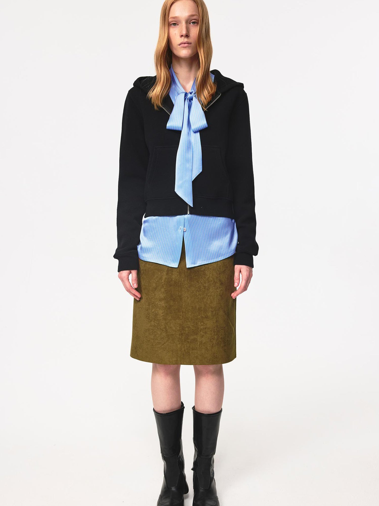 Northbutsouth Blue Striped Acetate Bow Tie Layering Shirt