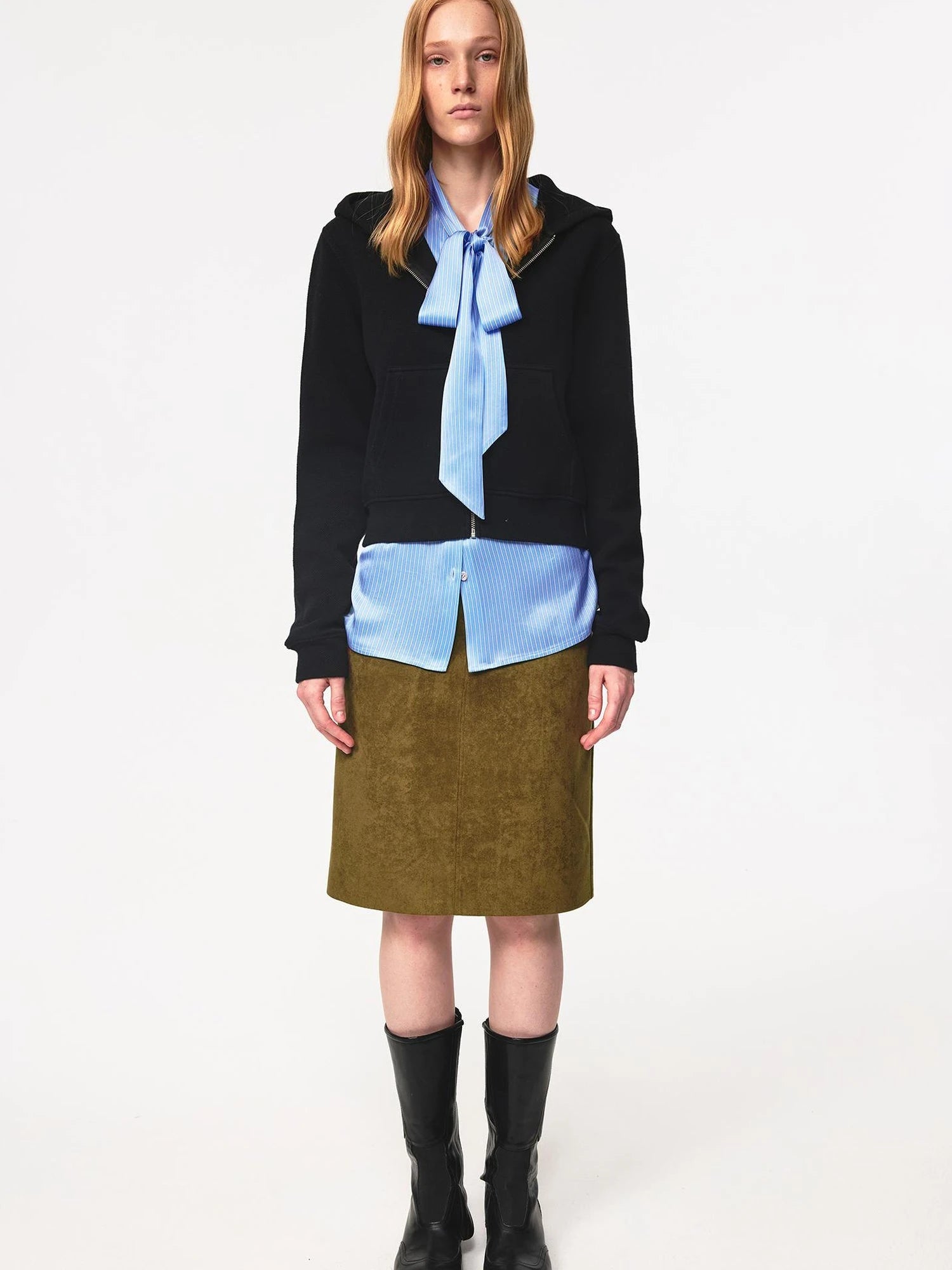 Blue Striped Acetate Bow Tie Layering Shirt