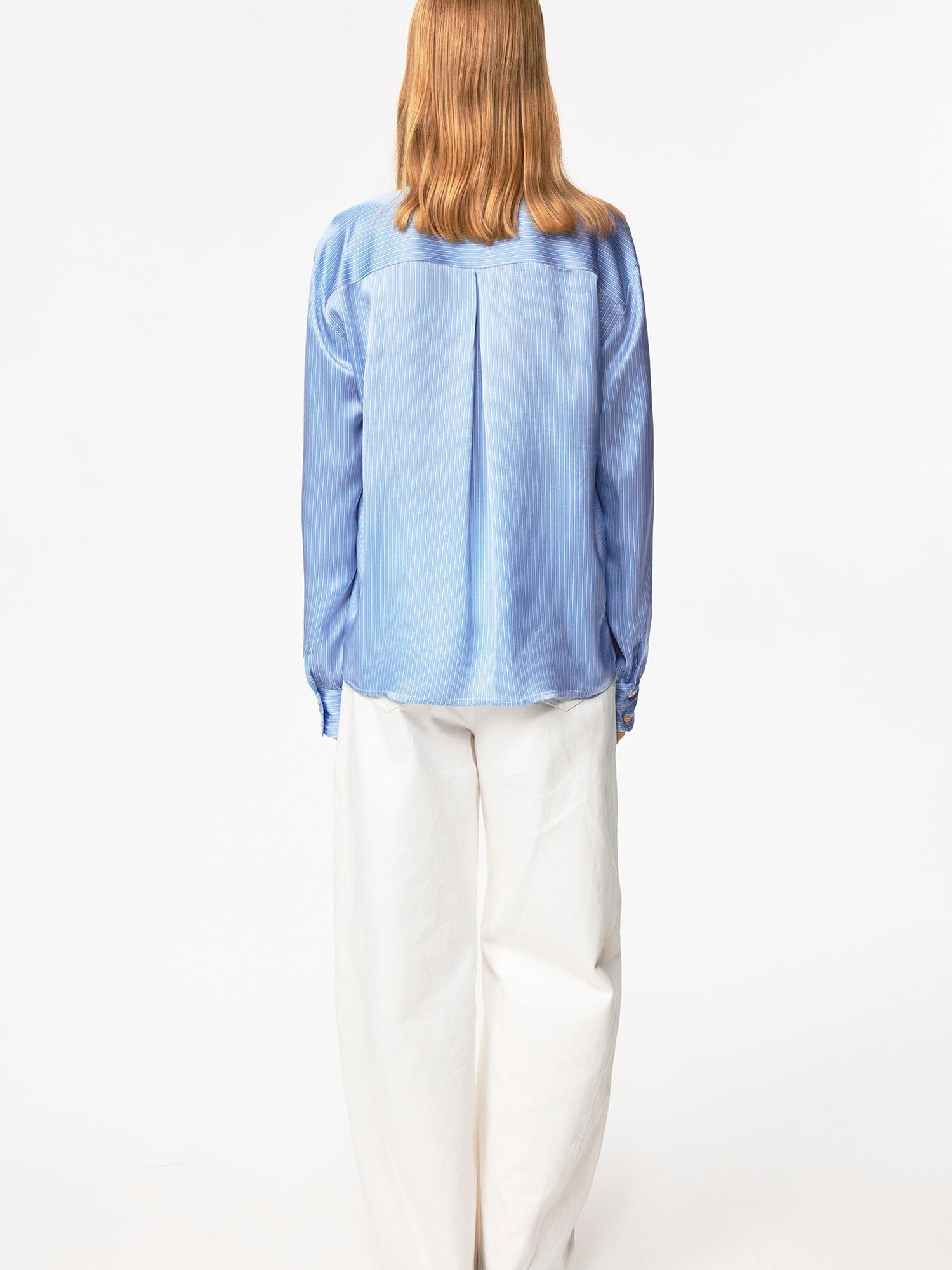 Northbutsouth Blue Striped Acetate Bow Tie Layering Shirt