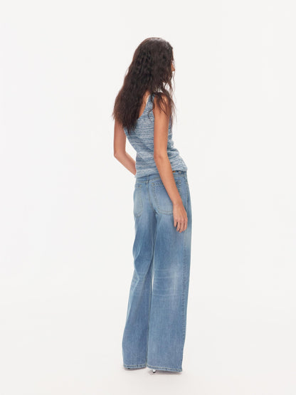 Northbutsouth Blue Whisker Washed Mid Low Rise Relaxed Women&