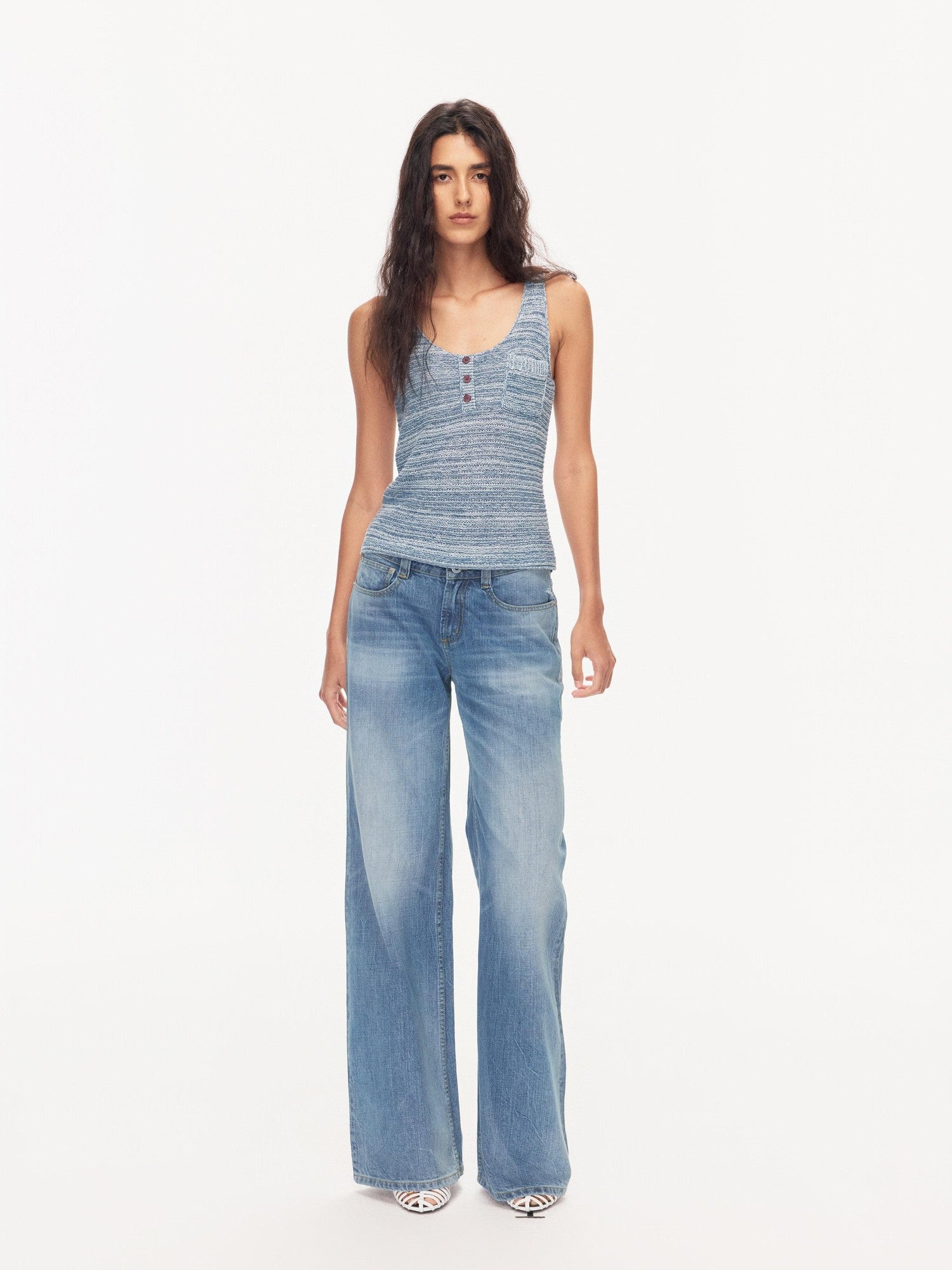 Northbutsouth Blue Whisker Washed Mid Low Rise Relaxed Women&