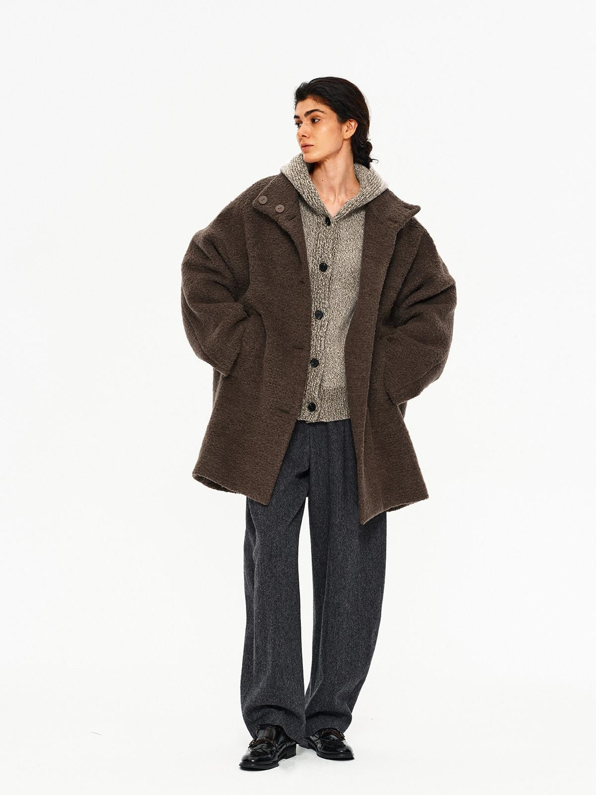 Northbutsouth Brown Textured Cocoon Women&