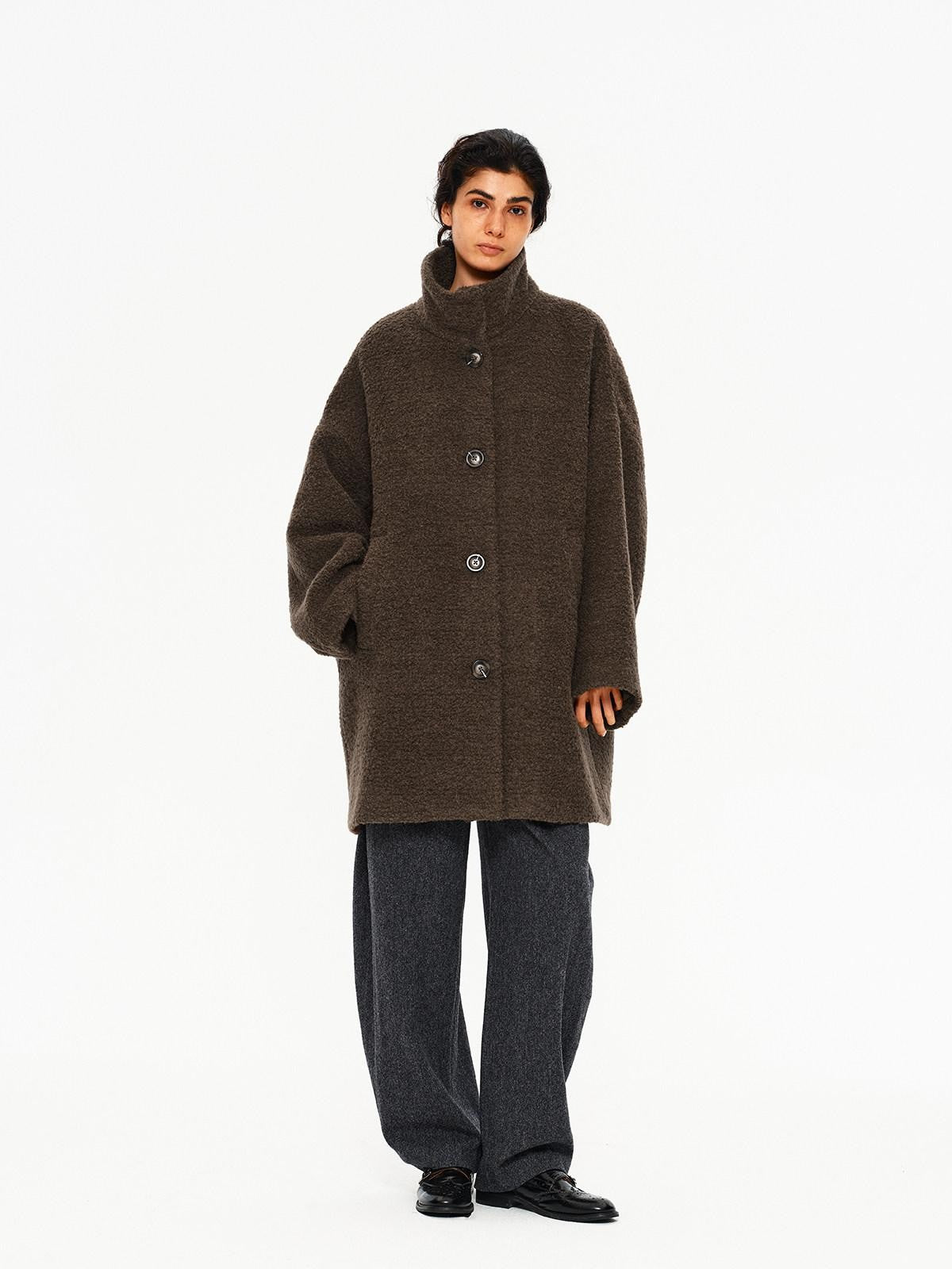 Northbutsouth Brown Textured Cocoon Women&