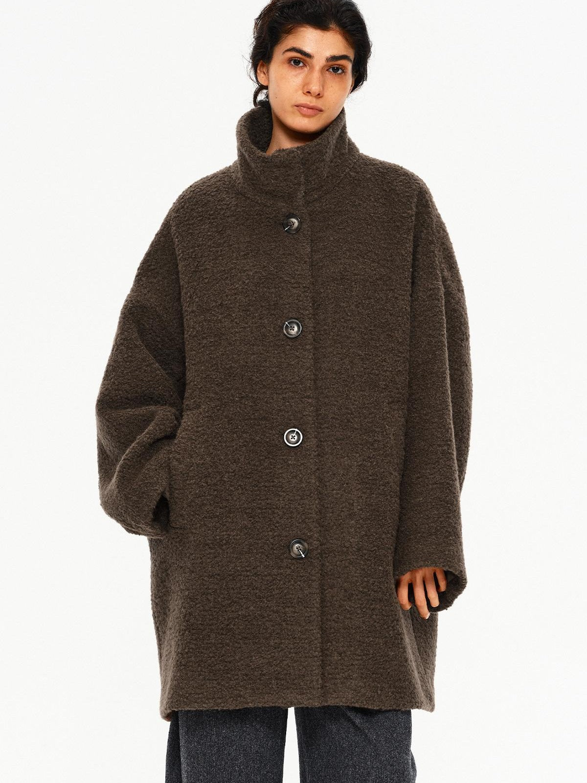Northbutsouth Brown Textured Cocoon Women&