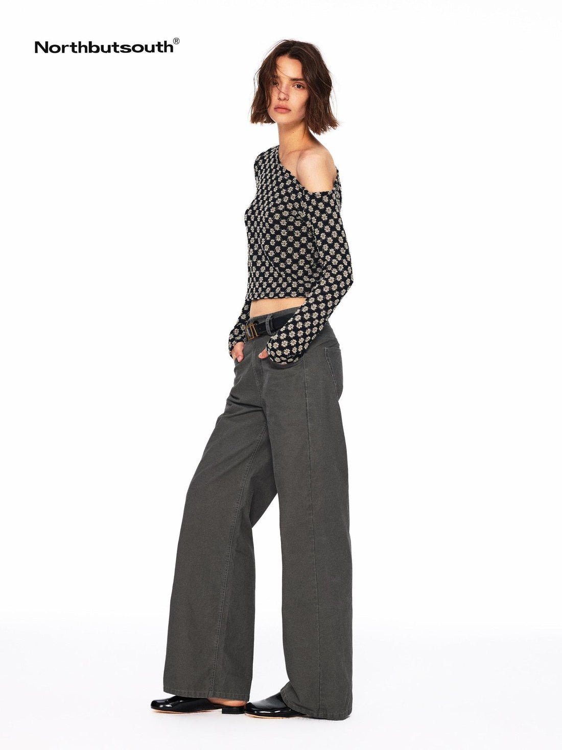 Northbutsouth Bubble Texture Openwork Knit Floral Women&