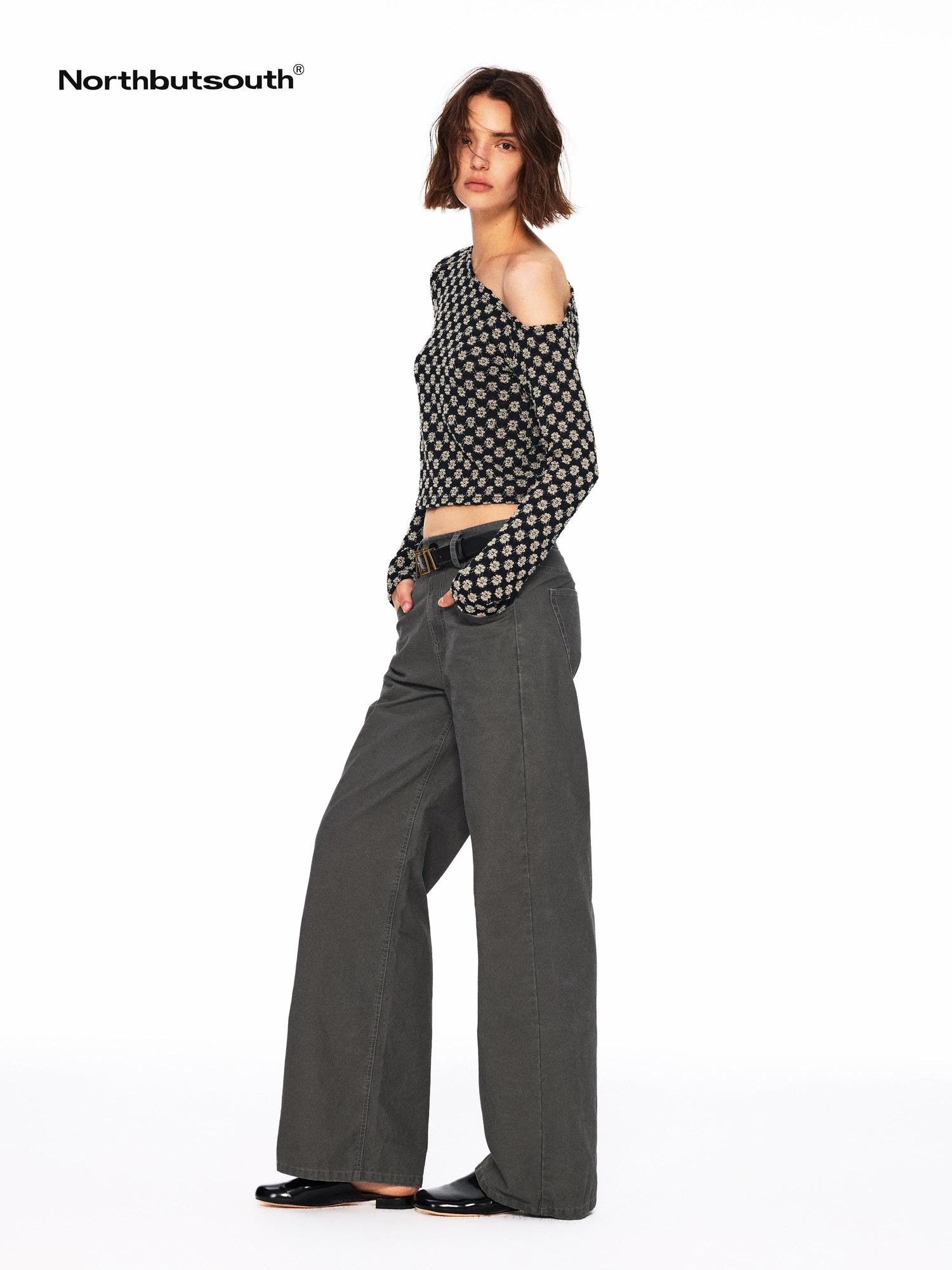 Northbutsouth Bubble Texture Openwork Knit Floral Women&