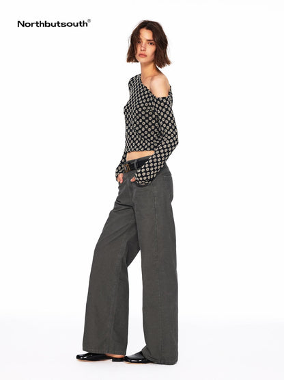 Northbutsouth Bubble Texture Openwork Knit Floral Women&