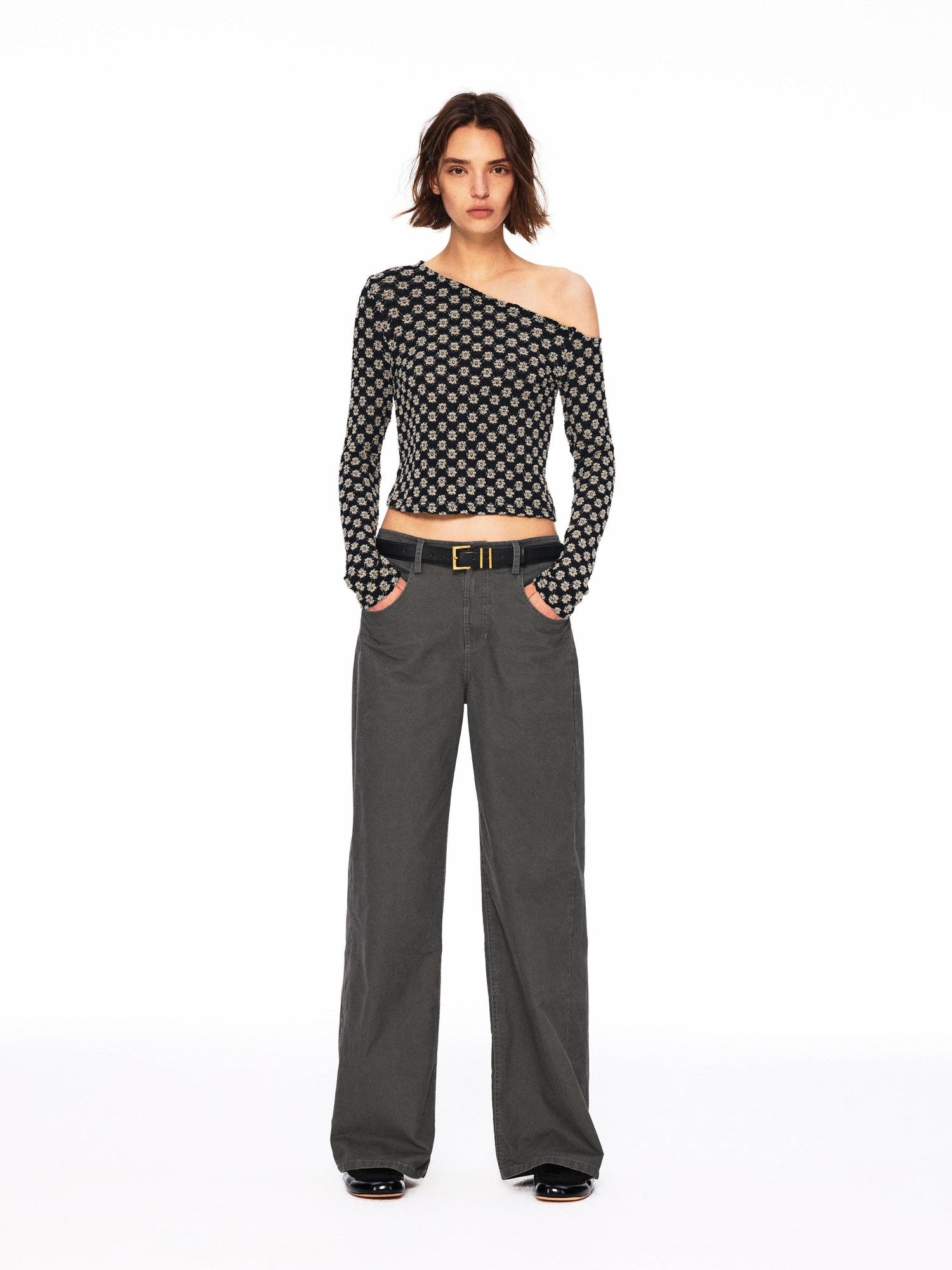 Northbutsouth Bubble Texture Openwork Knit Floral Women&