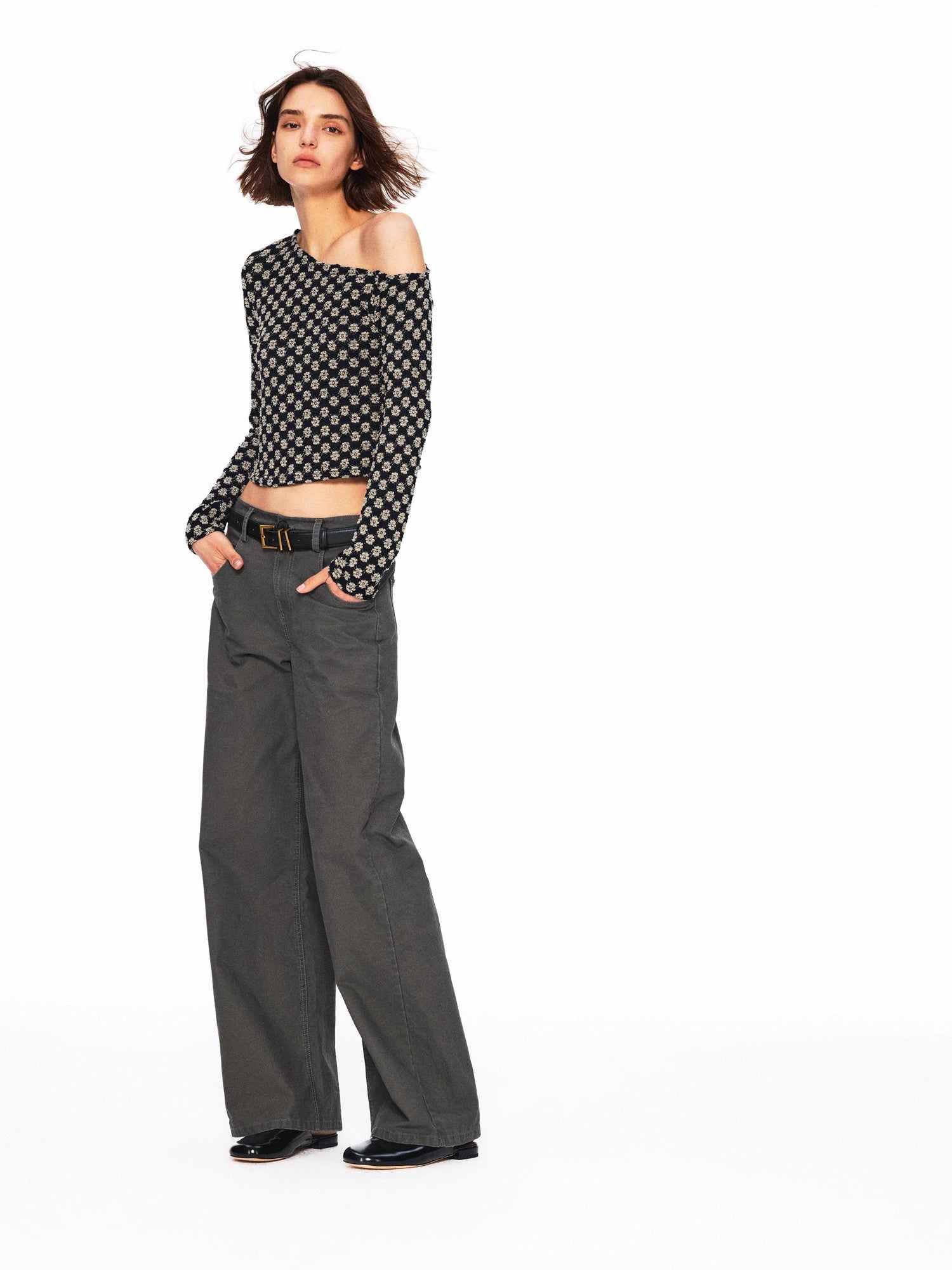 Northbutsouth Bubble Texture Openwork Knit Floral Women&