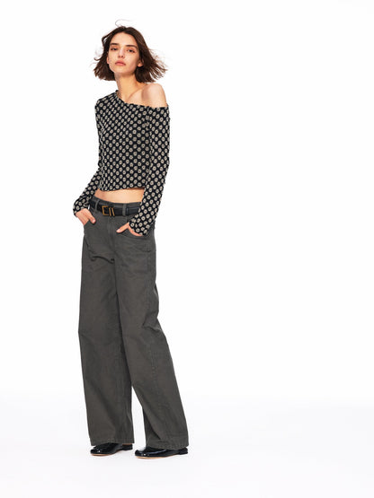 Northbutsouth Bubble Texture Openwork Knit Floral Women&