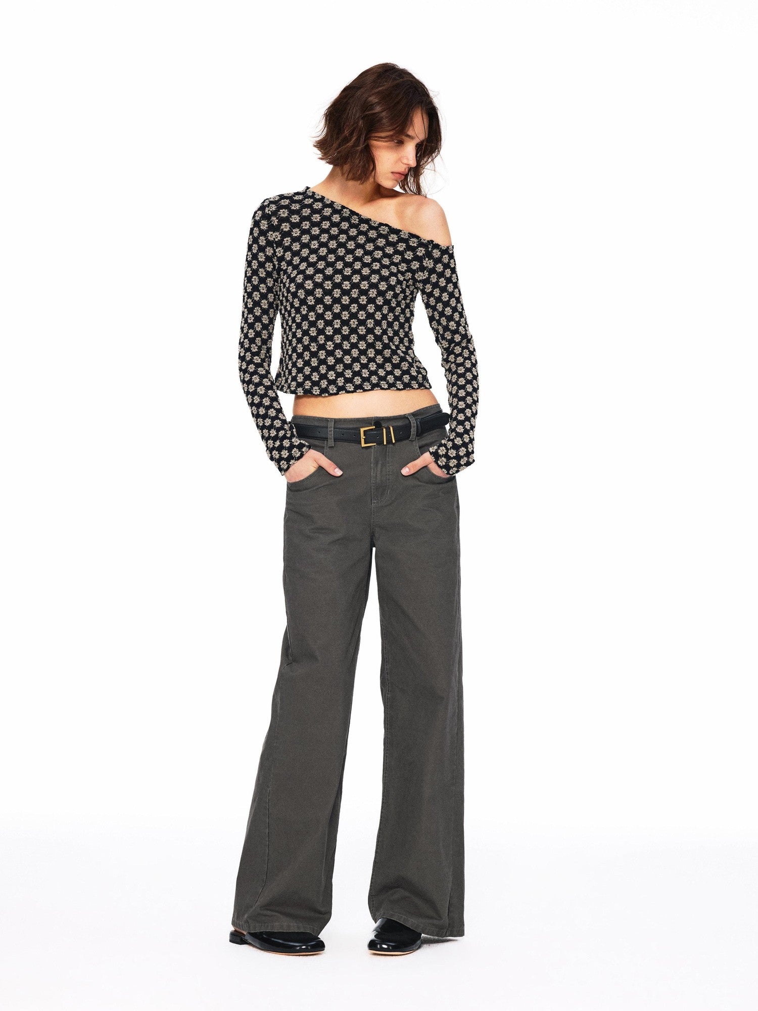 Northbutsouth Bubble Texture Openwork Knit Floral Women&