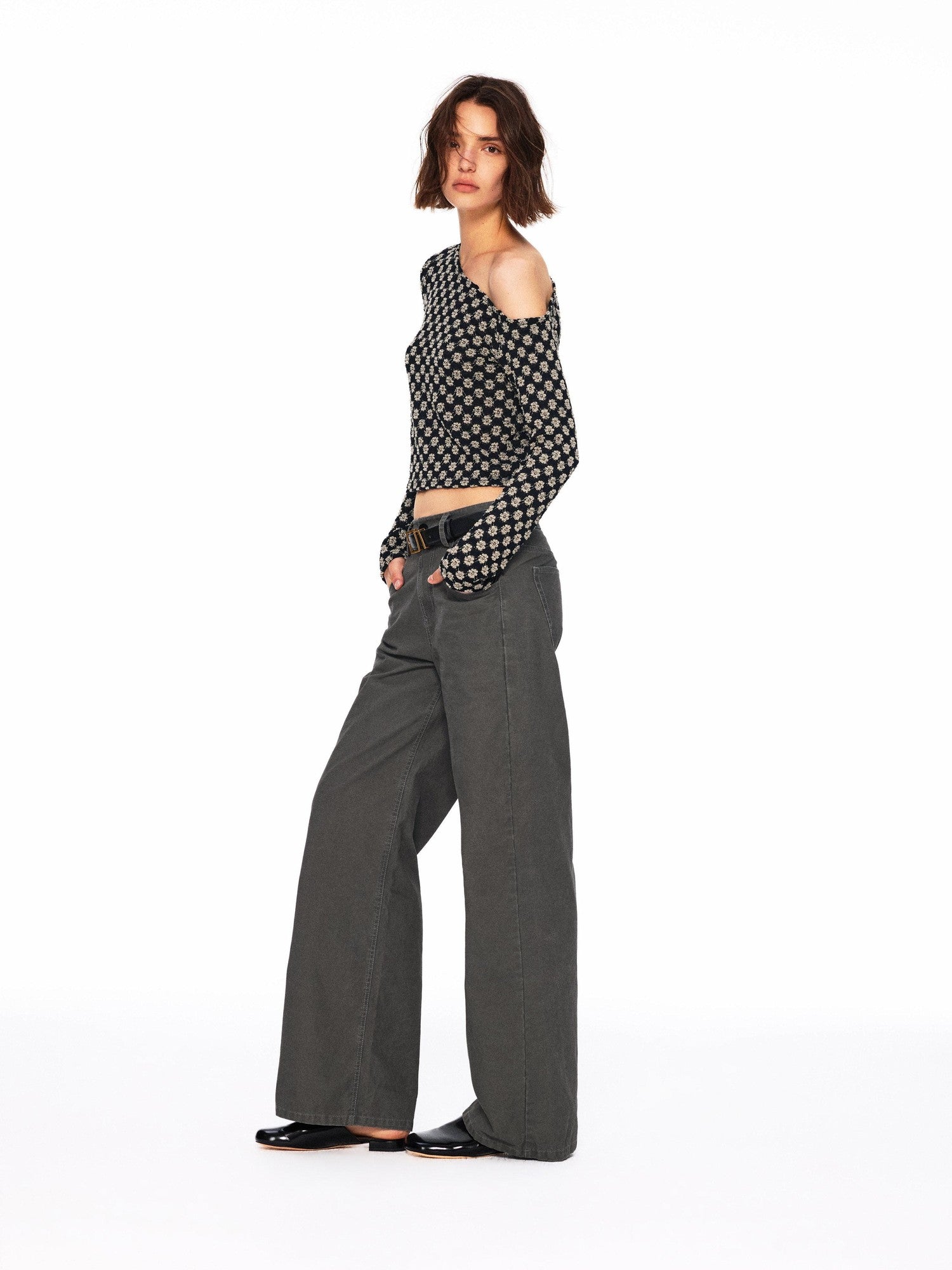 Northbutsouth Bubble Texture Openwork Knit Floral Women&