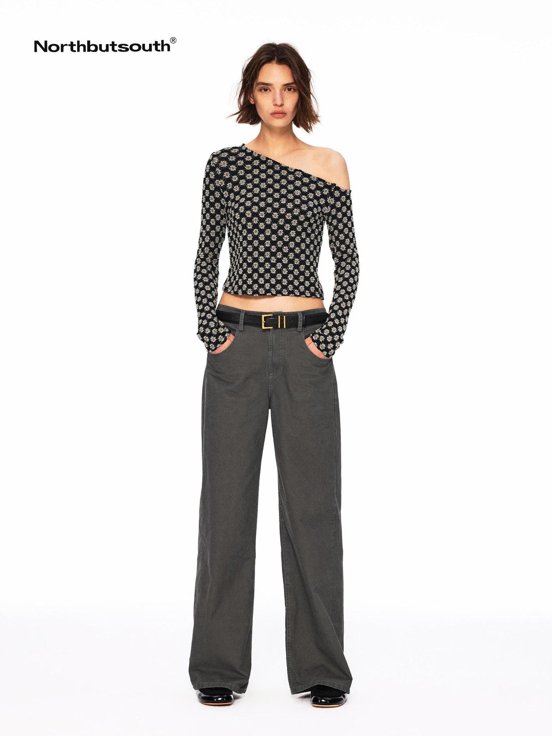 Northbutsouth Bubble Texture Openwork Knit Floral Women&
