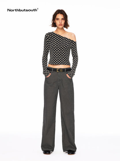 Northbutsouth Bubble Texture Openwork Knit Floral Women&