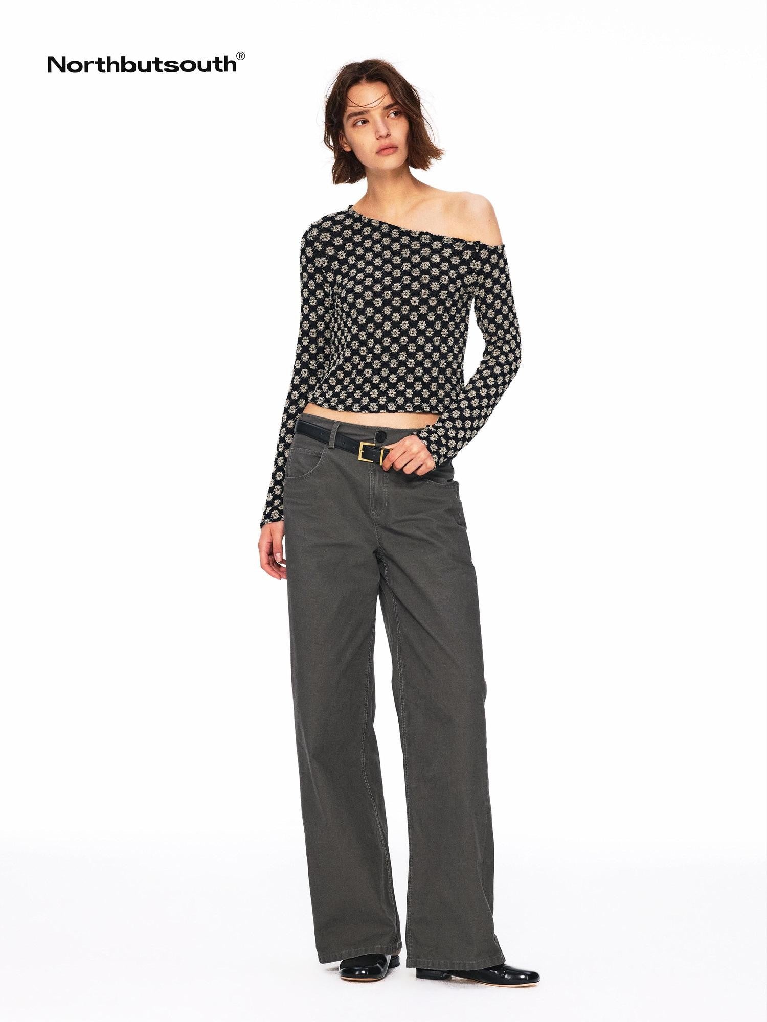 Northbutsouth Bubble Texture Openwork Knit Floral Women&