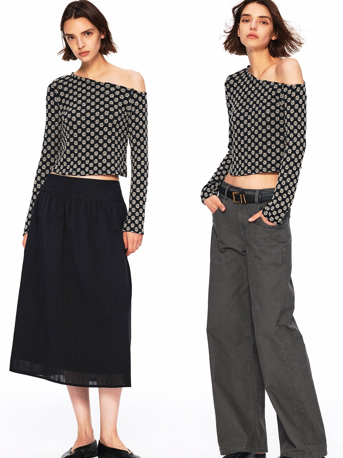 Northbutsouth Bubble Texture Openwork Knit Floral Women&