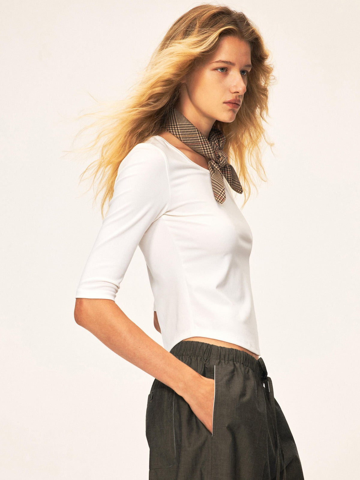 Northbutsouth Casual Round Neck Six Sleeve Tencel Cotton Women&