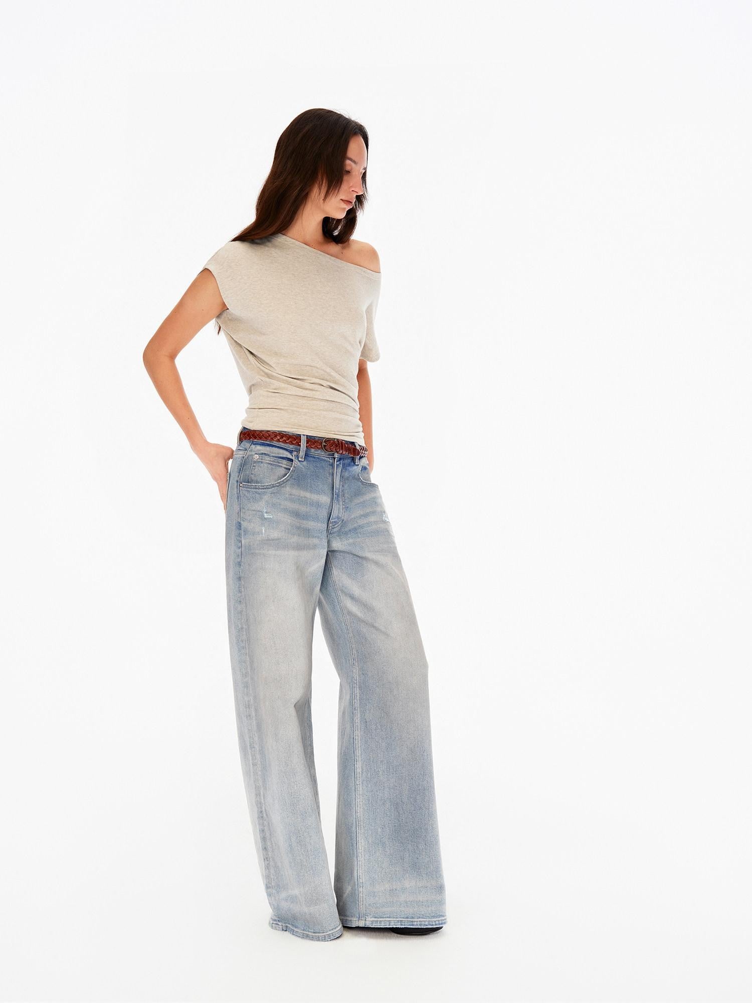 Northbutsouth Chalk Blue Washed Whisker Distressed Women&