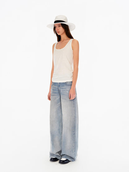 Northbutsouth Chalk Blue Washed Whisker Distressed Women&